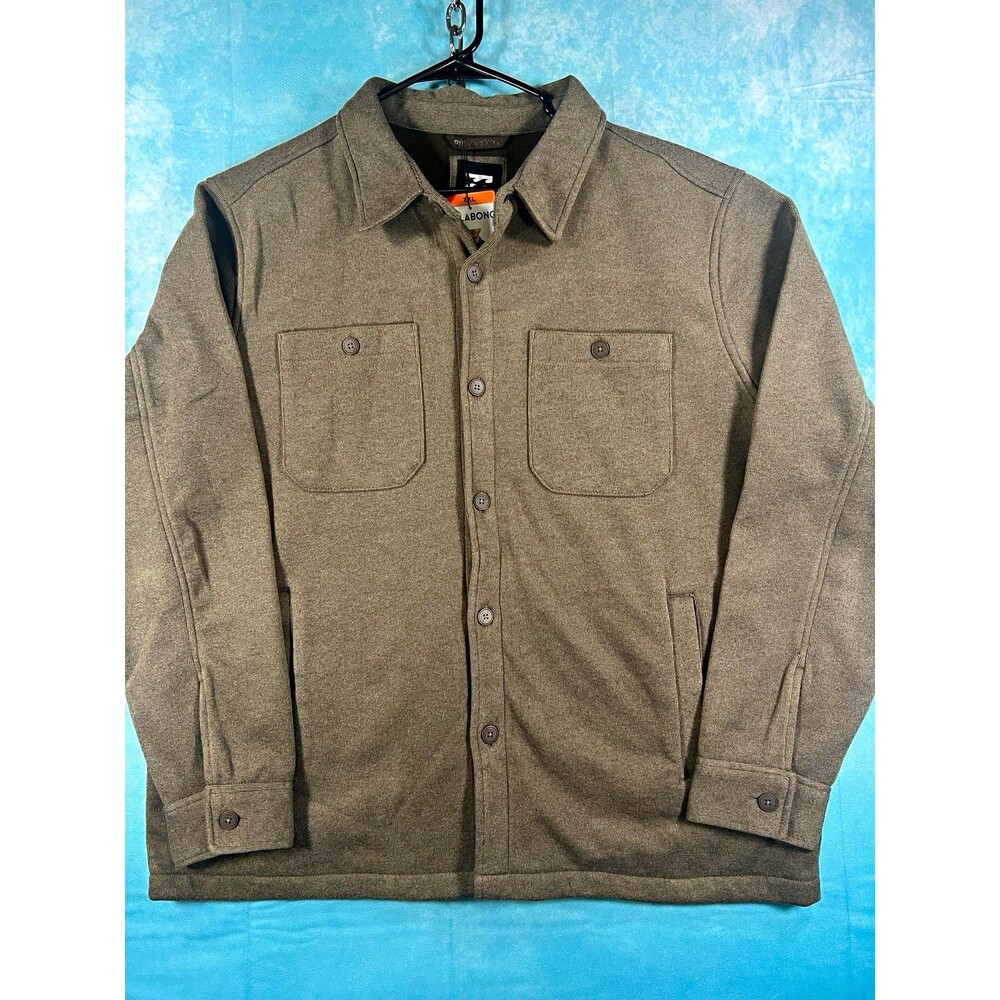 Billabong Men's Brown Shacket Button Front Pockets Point Collar Midweight 2XL